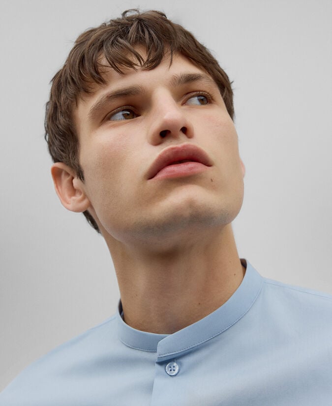 Adolfo Dominguez Camisa Cuello Mao Popelín Hombre