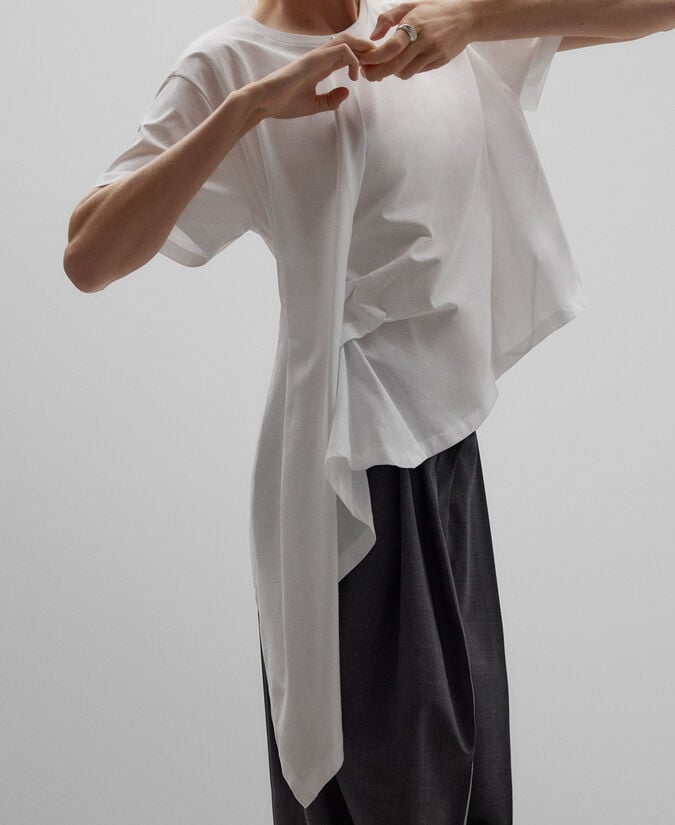 Adolfo Dominguez Camiseta Drapeado Lateral Mujer