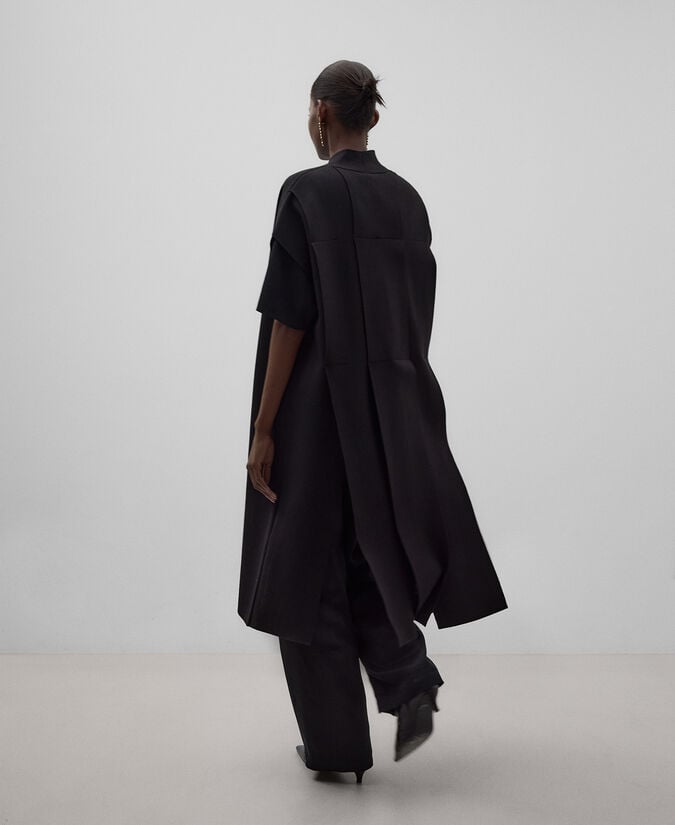 Adolfo Dominguez Chaleco Largo Punto Negro Mujer