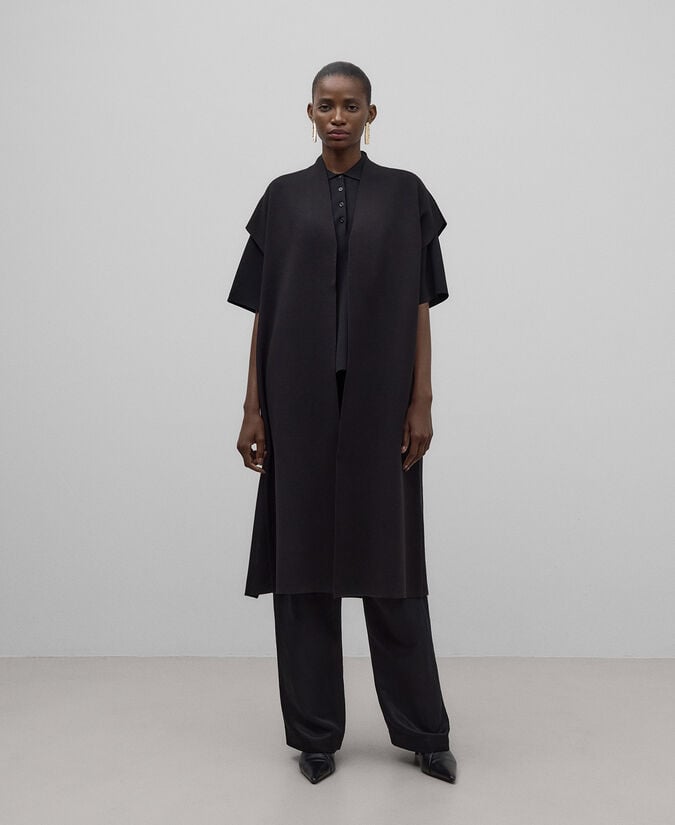 Adolfo dominguez Chaleco largo punto negro mujer