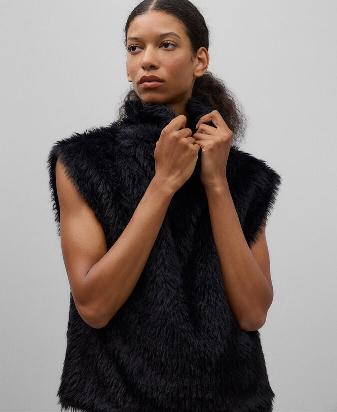 Adolfo Dominguez Chaleco Punto Efecto Pelo Mujer