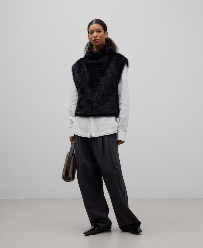 Adolfo dominguez Chaleco punto efecto pelo mujer