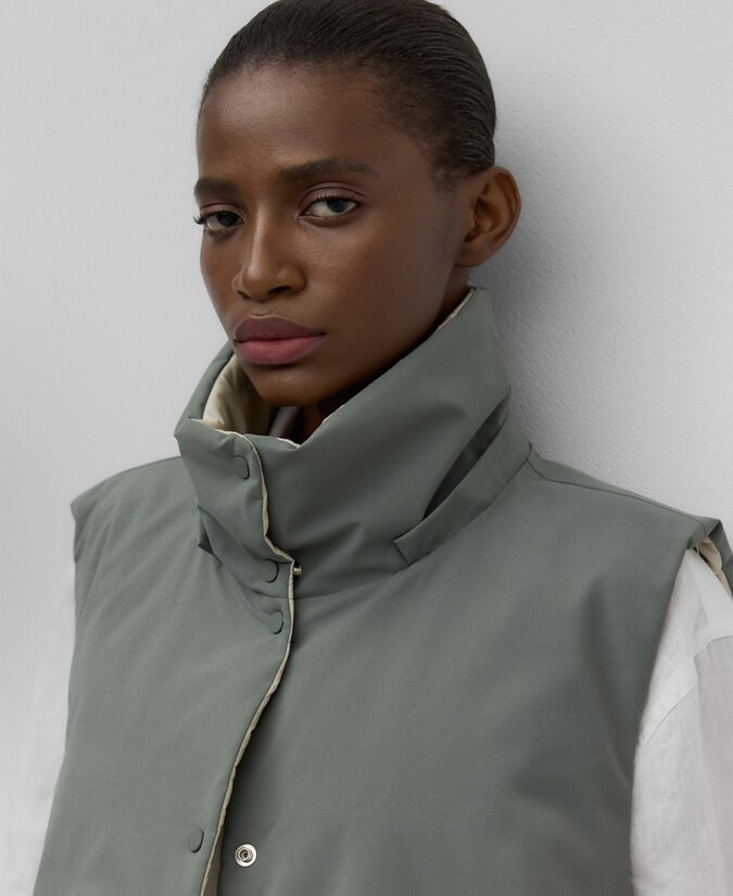 Adolfo Dominguez Chaleco Reversible Capucha Mujer