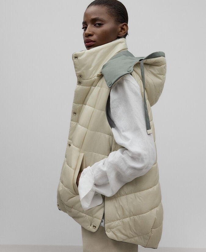 Adolfo Dominguez Chaleco Reversible Capucha Mujer