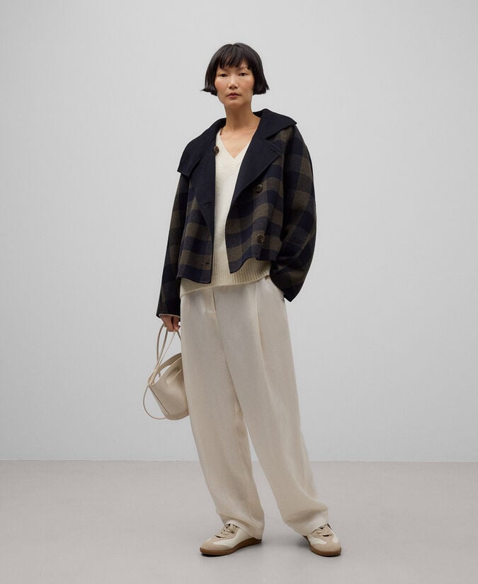 Adolfo dominguez Chaqueta doble faz cuadros mujer