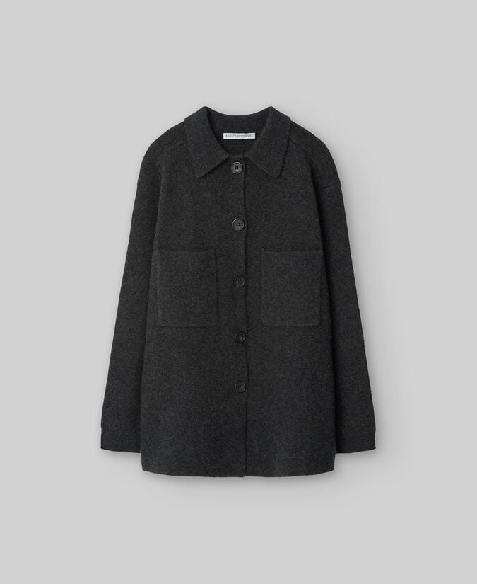 Adolfo Dominguez Chaqueta Lana Gris Melange Mujer