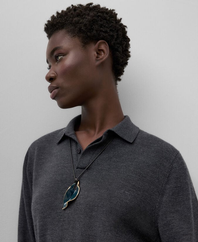 Adolfo Dominguez Collar Hoja Metal Lacado Mujer