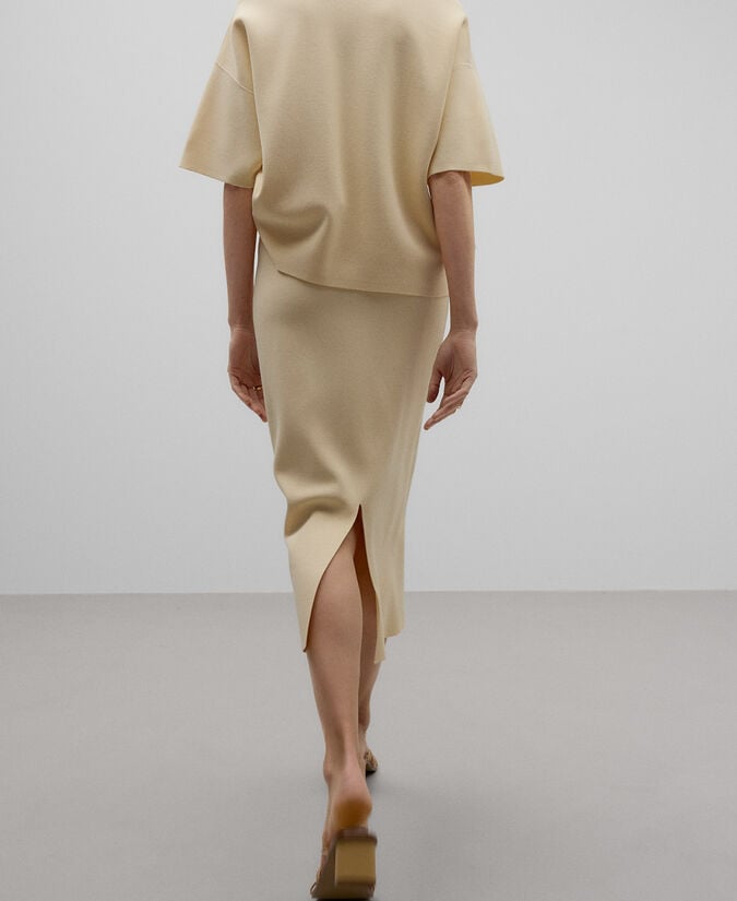 Adolfo Dominguez Falda En Punto Crudo Mujer