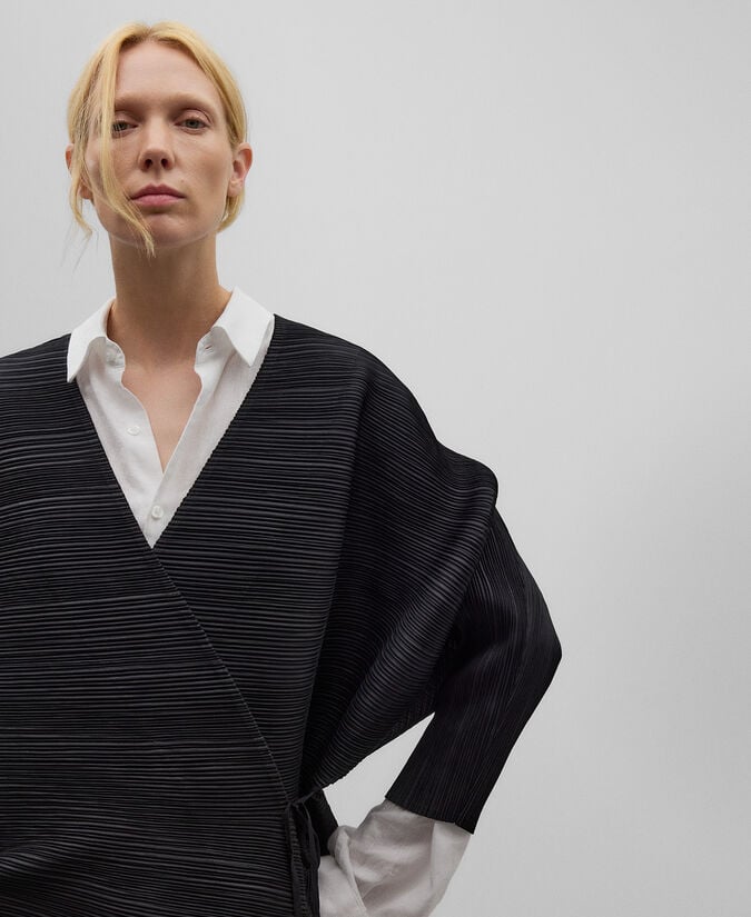 Adolfo Dominguez Kimono Crinkle Negro Mujer