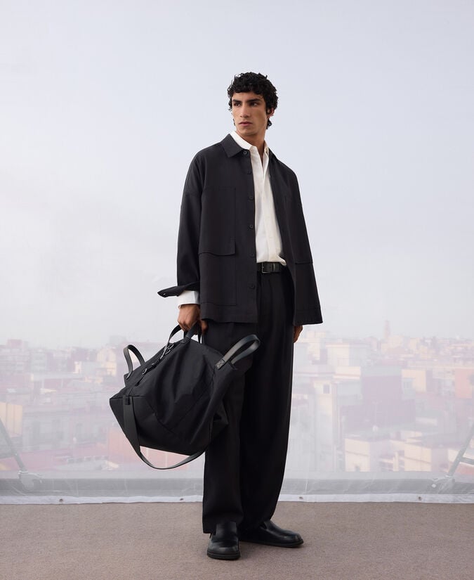 Adolfo Dominguez Maxi Bolso De Viaje Negro Hombre