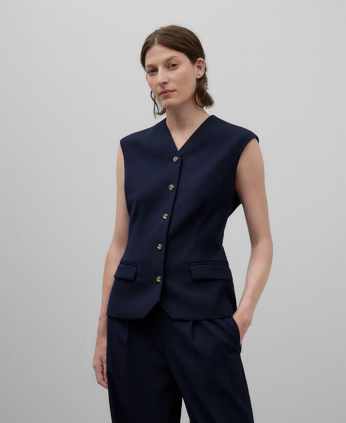 Adolfo Dominguez Pantalón Azul Marino Mujer