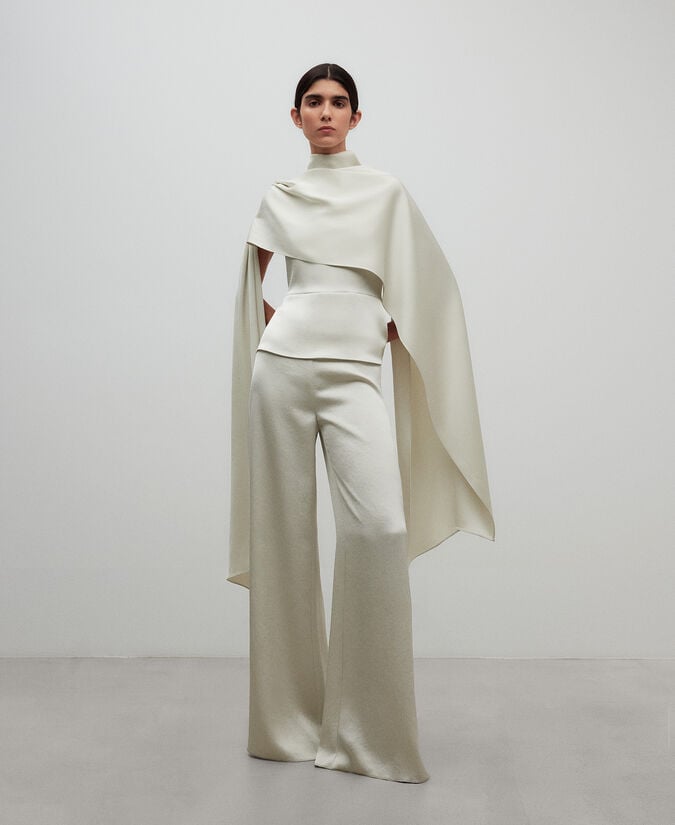 Adolfo dominguez Pantalón pierna ancha crudo mujer