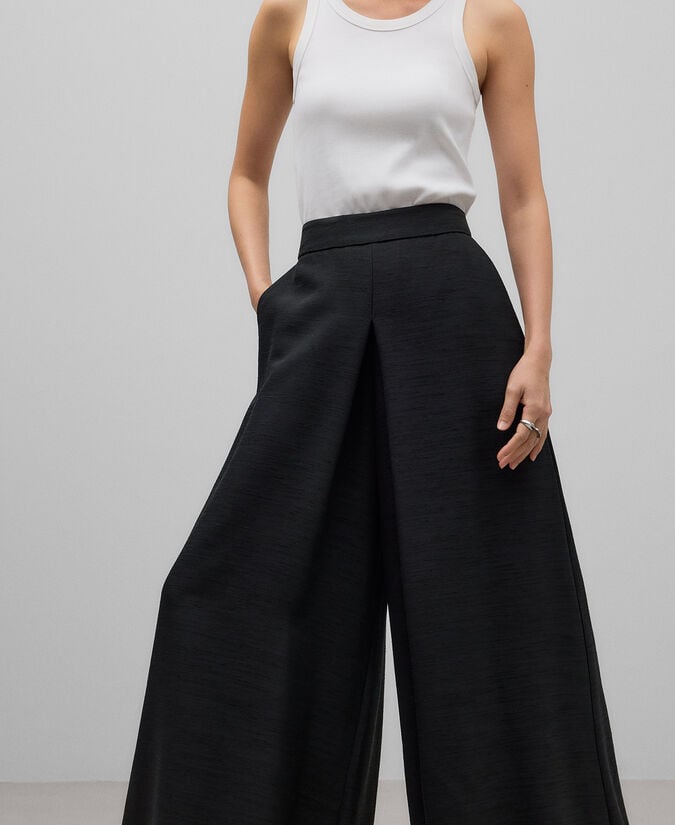 Adolfo Dominguez Pantalón Pierna Ancha Negro Mujer