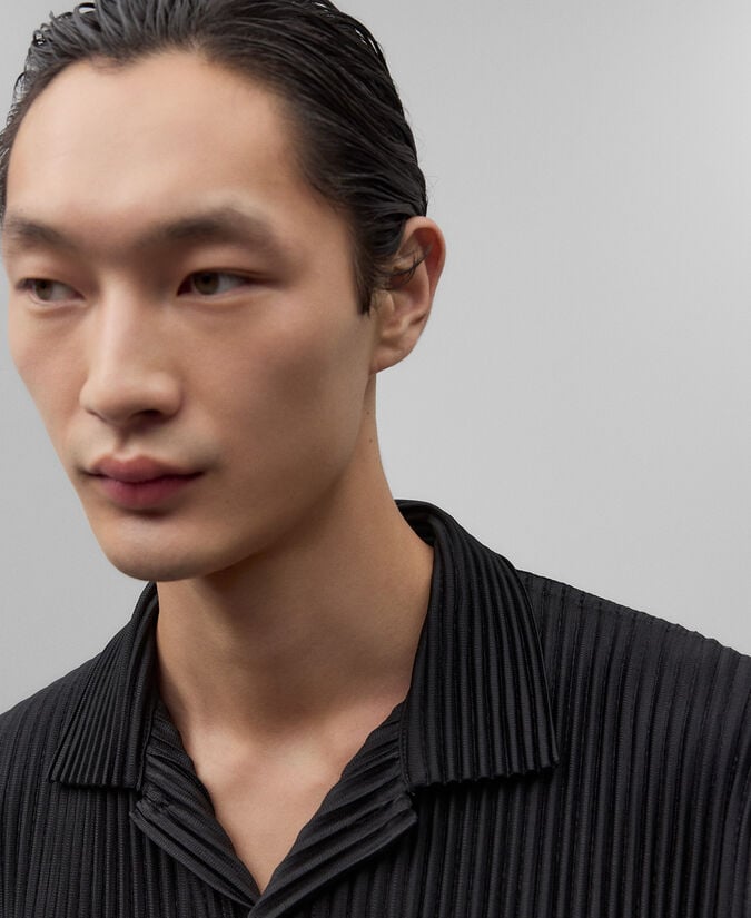 Adolfo Dominguez Polo Crinkle Negro Hombre