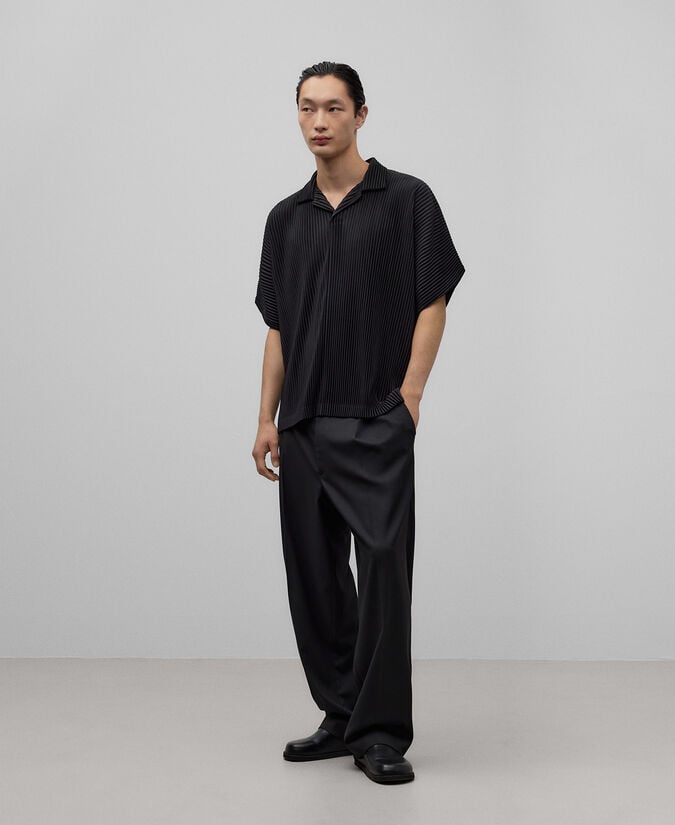 Adolfo dominguez Polo crinkle negro hombre