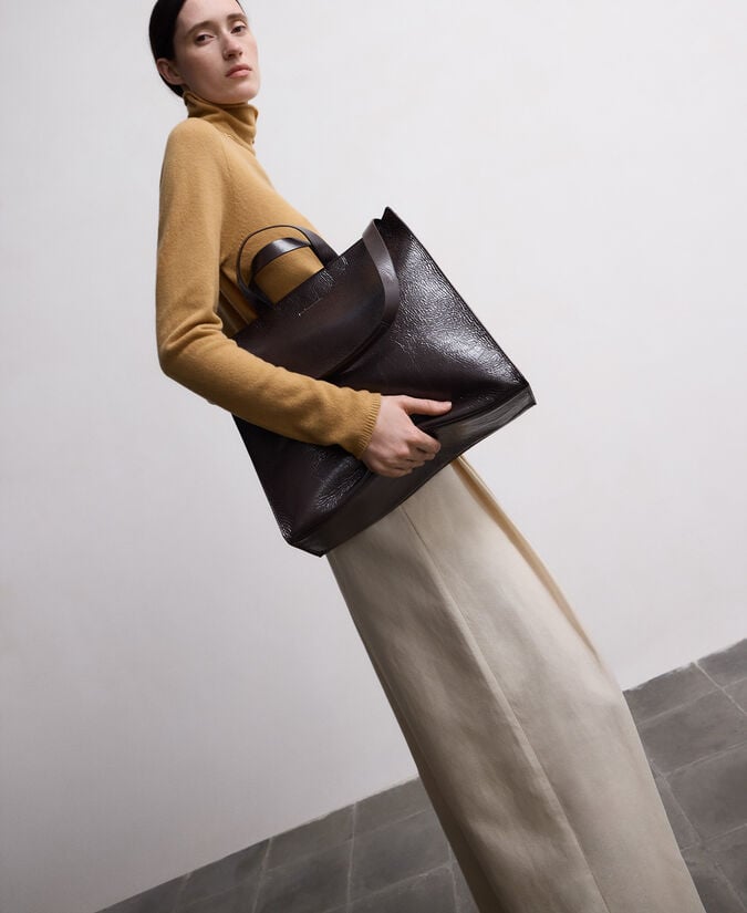 Adolfo Dominguez Shopper Grande Craquelado Mujer