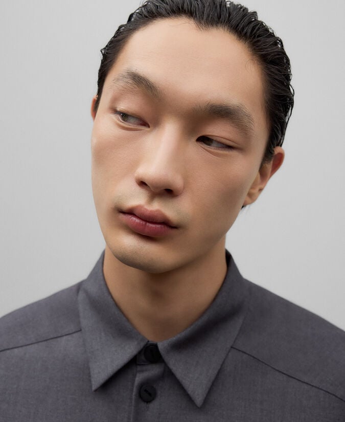 Adolfo Dominguez Sobrecamisa Gris Melange Hombre