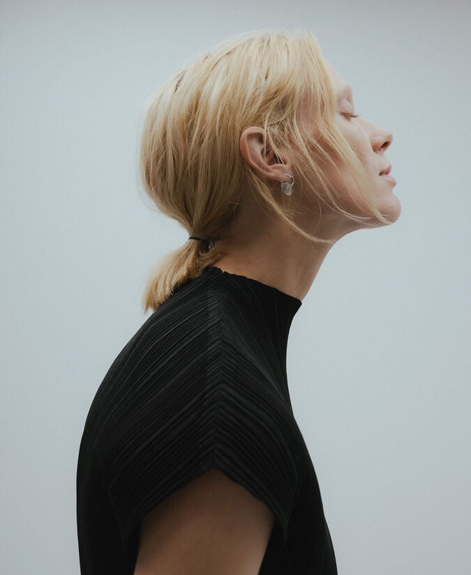 Adolfo Dominguez Top Crinkle Cuello Alto Mujer