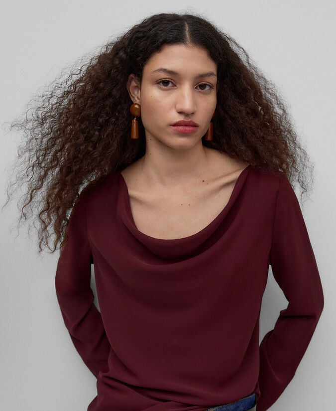 Adolfo Dominguez Top Cuello Drapeado Mujer