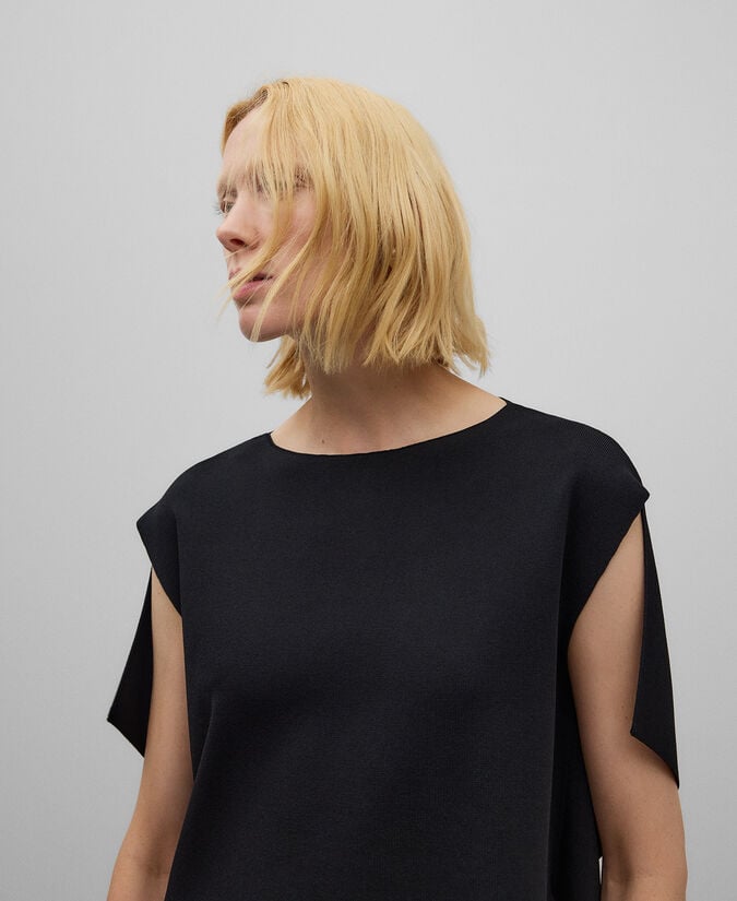 Adolfo Dominguez Top Punto Goma Negro Mujer