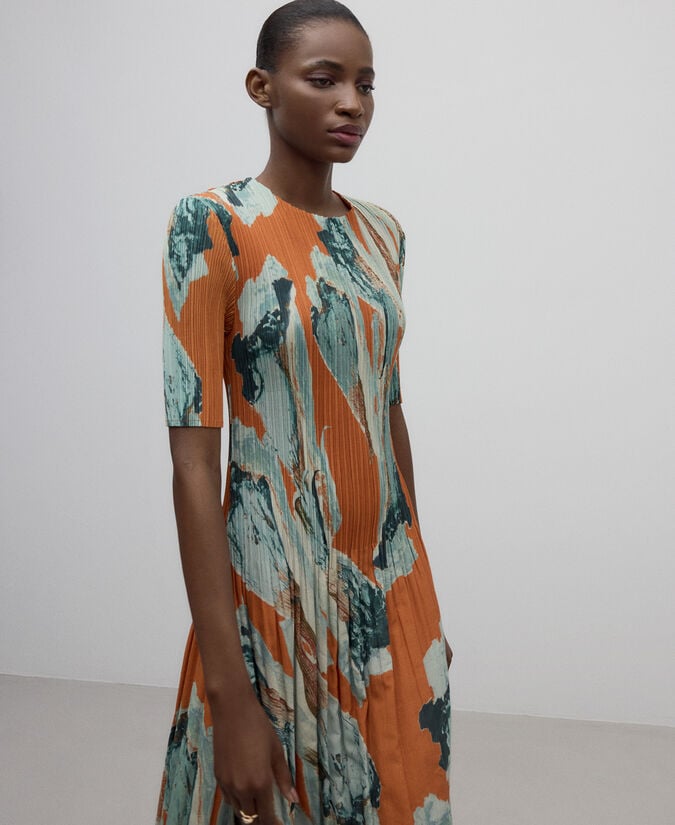 Adolfo Dominguez Vestido Crinkle Estampado Mujer