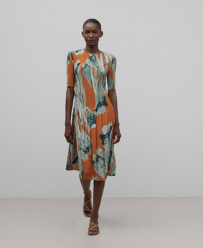 Adolfo dominguez Vestido crinkle estampado mujer