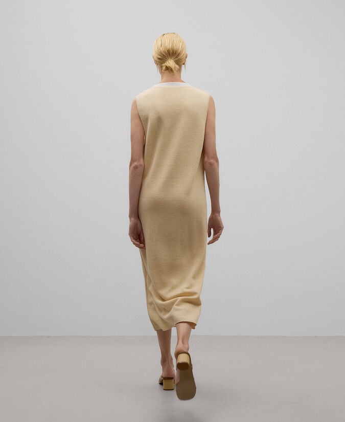 Adolfo Dominguez Vestido Doble Lino Algodón Mujer