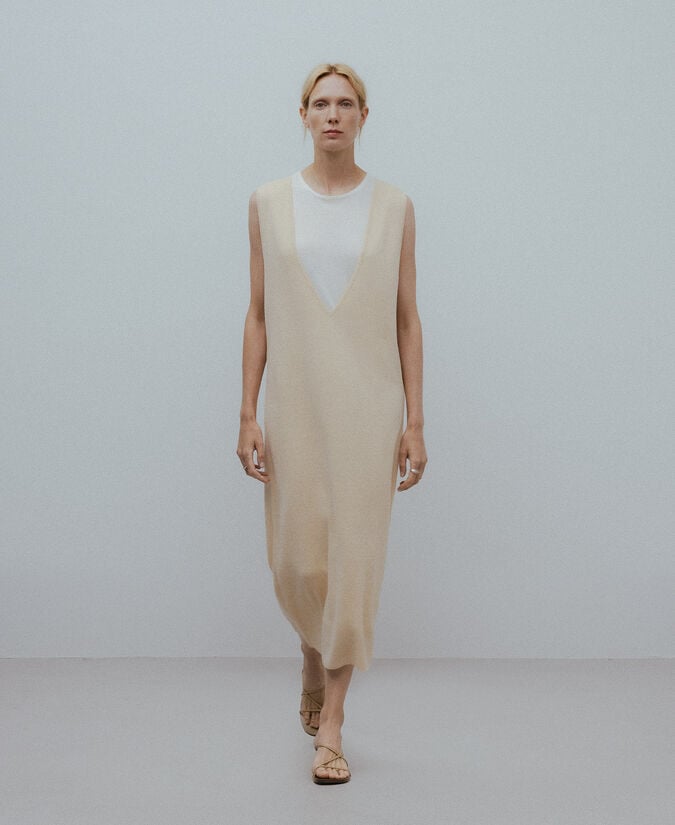 Adolfo dominguez Vestido doble lino algodón mujer