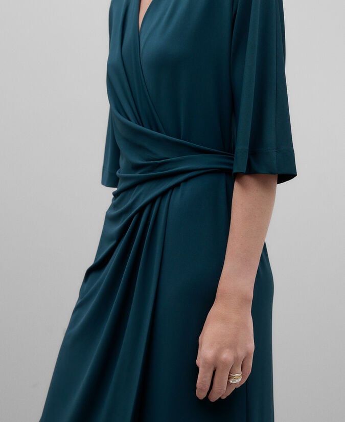 Adolfo Dominguez Vestido Drapeado Azul Mujer