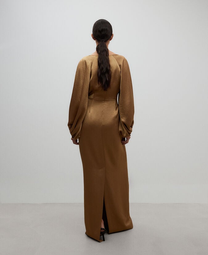 Adolfo Dominguez Vestido Entallado Dorado Mujer