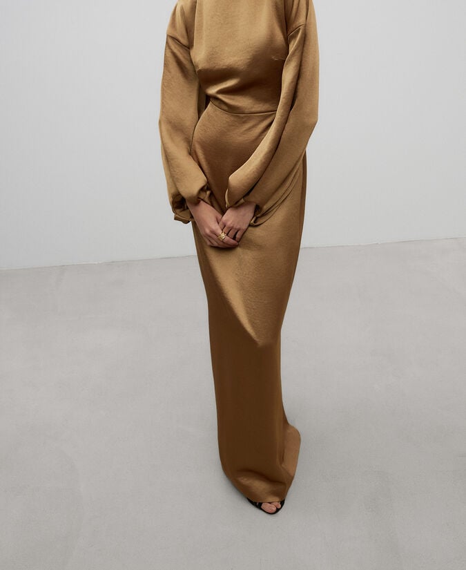 Adolfo Dominguez Vestido Entallado Dorado Mujer