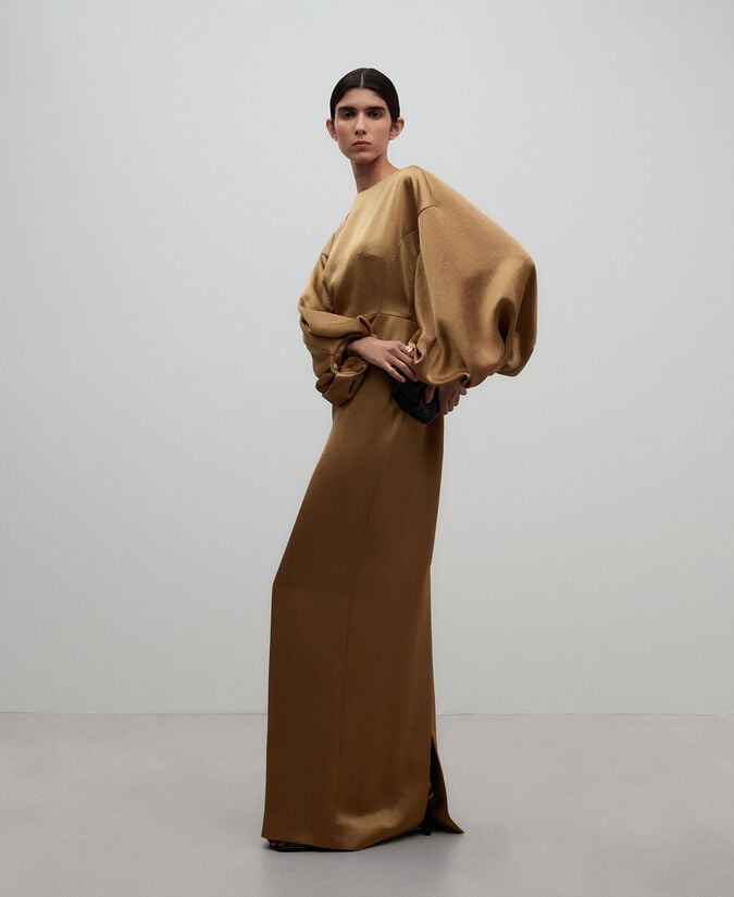 Adolfo dominguez Vestido entallado dorado mujer