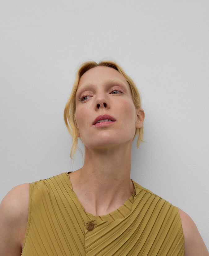 Adolfo Dominguez Vestido Midi Crinkle Mujer