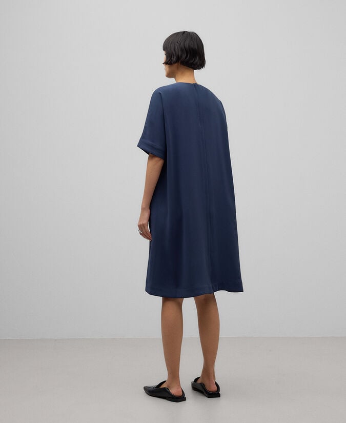 Adolfo Dominguez Vestido Recto Azul Mujer