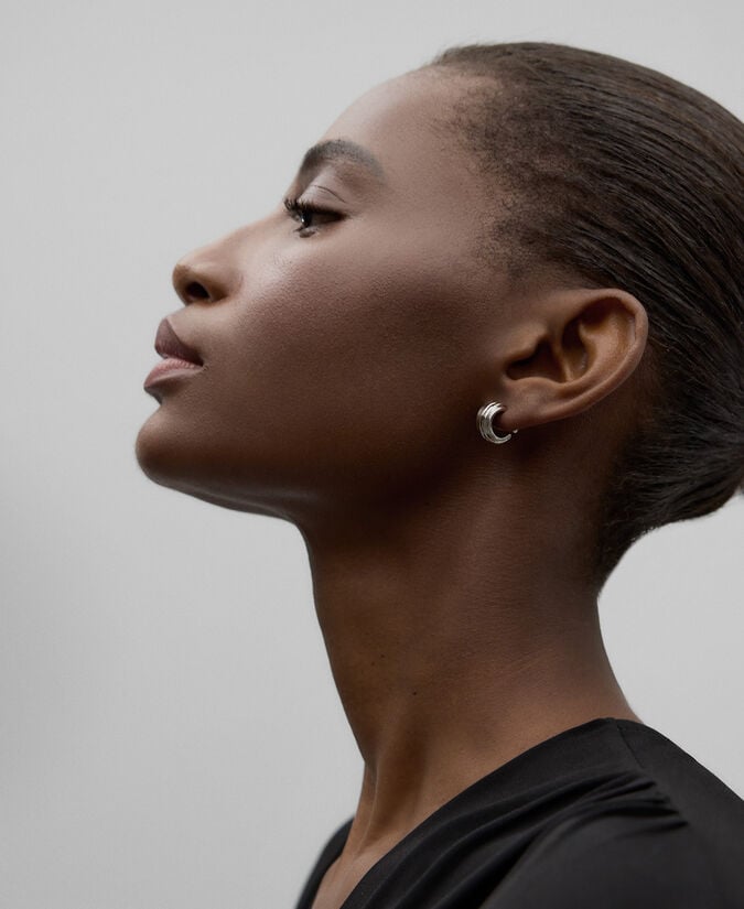 Adolfo Dominguez Aros Plateados Surcos Irregulares Mujer