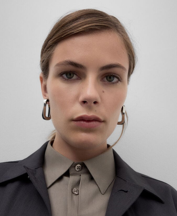 Adolfo Dominguez Aros Rectangulares Madera Y Metal Mujer