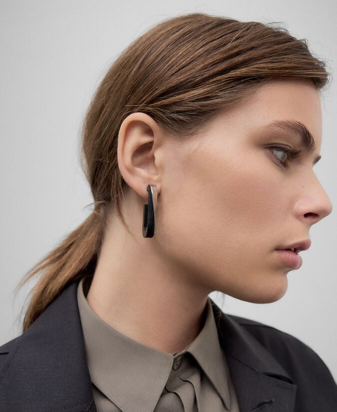 Adolfo Dominguez Aros Rectangulares Madera Y Metal Mujer