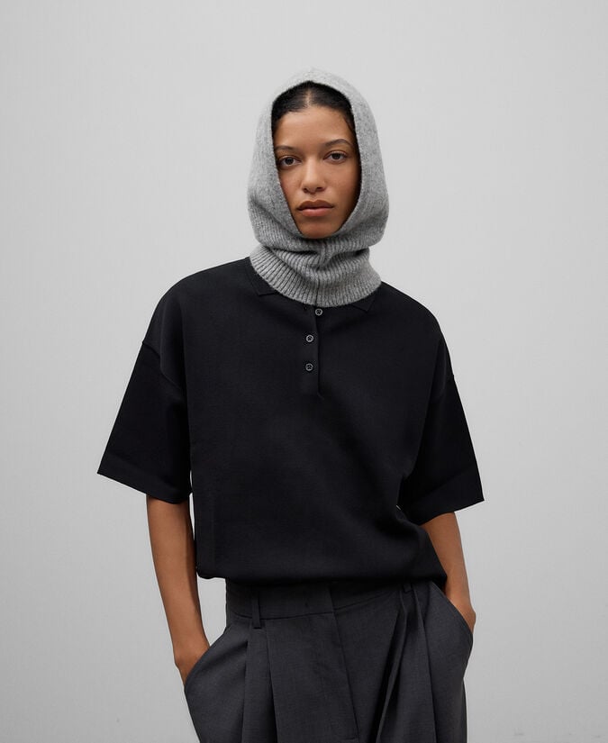 Adolfo Dominguez Balaclava Punto Gris Melange Mujer