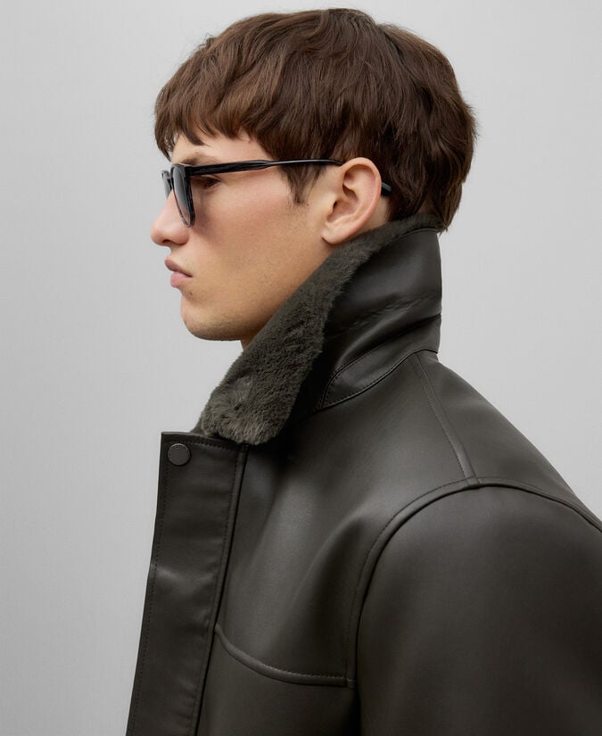 Adolfo Dominguez Biker Piel No Piel Cuello Pelo Hombre