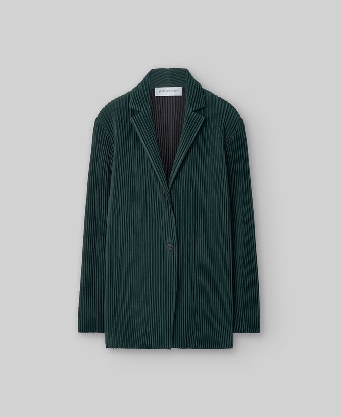 Adolfo Dominguez Blazer Crinkle Verde Botella Mujer