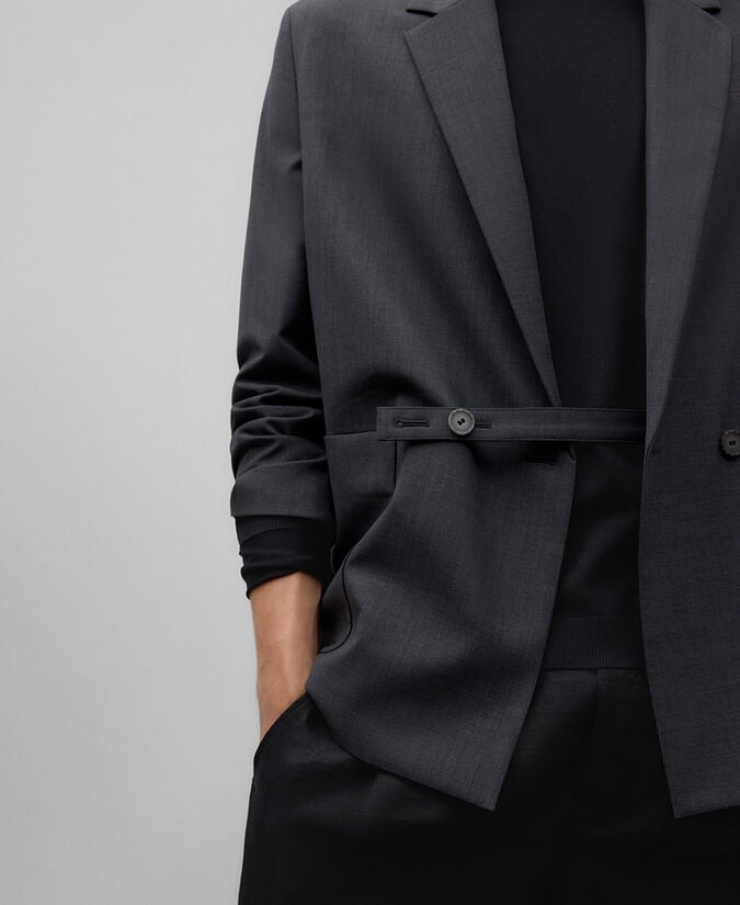 Adolfo Dominguez Blazer Cruzada Gris Marengo Hombre