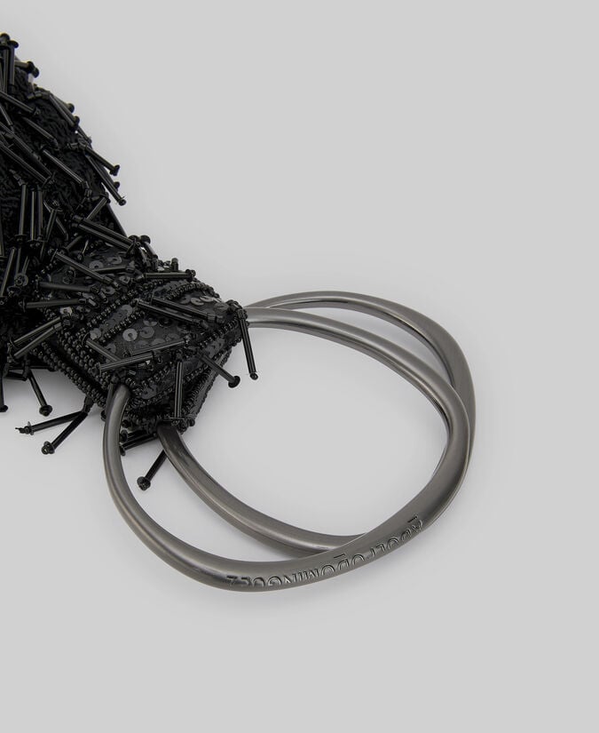 Adolfo Dominguez Bolso Cóctel Abalorios Negro Mujer