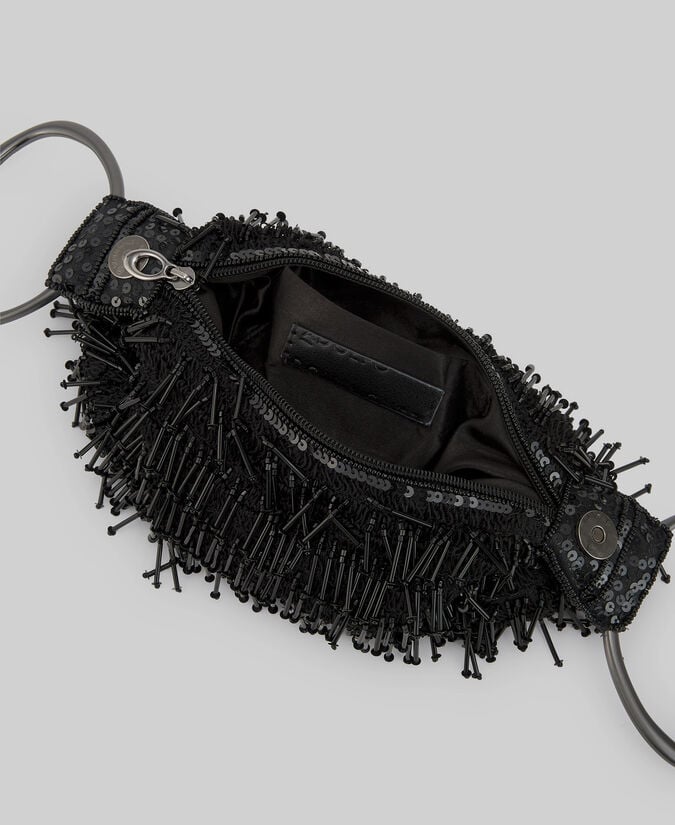 Adolfo Dominguez Bolso Cóctel Abalorios Negro Mujer