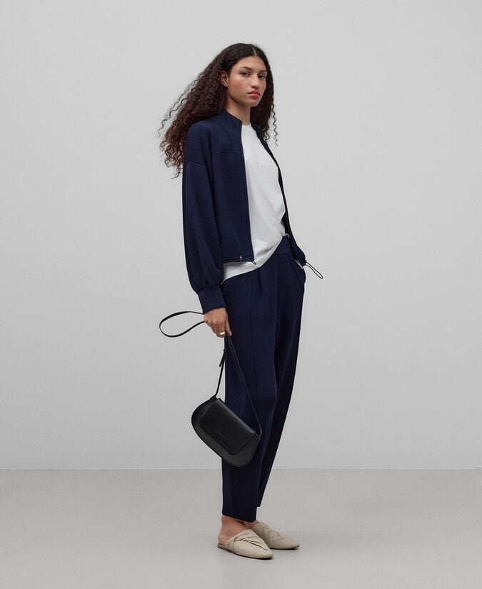 Adolfo dominguez Bomber punto pointelle azul marino mujer