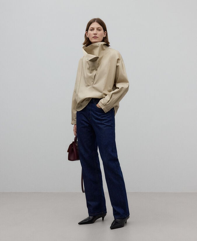 Adolfo dominguez Camisa algodón cuello chimenea mujer