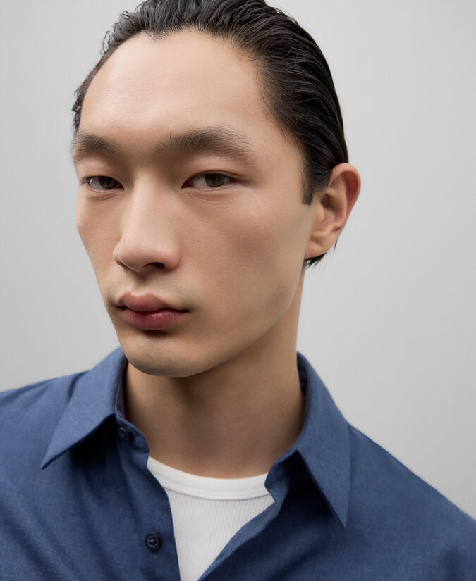 Adolfo Dominguez Camisa Algodón Orgánico Azul Hombre