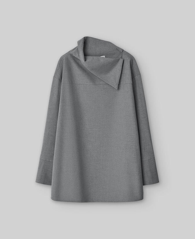 Adolfo Dominguez Camisa Cuello Asimétrico Gris Mujer