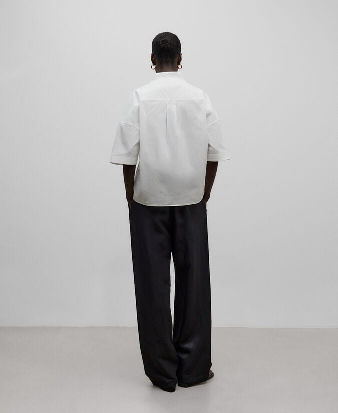 Adolfo Dominguez Camisa Cuello Drapeado En Algodón Mujer