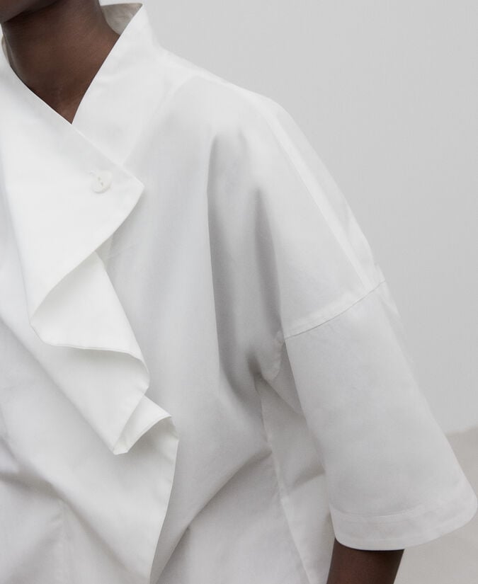 Adolfo Dominguez Camisa Cuello Drapeado En Algodón Mujer