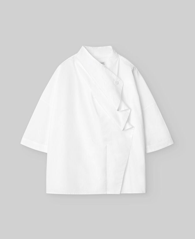 Adolfo Dominguez Camisa Cuello Drapeado En Algodón Mujer